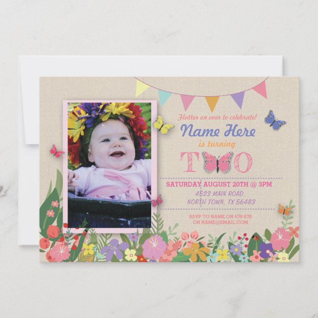 Invitación Chica Segundo Segundo Invitado De Cumpleaños De Do (Anverso)