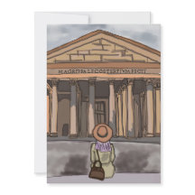 Chica sentado frente al Panteón en Roma.