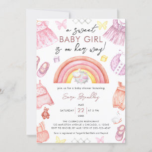 Invitación Chica Set Baby Clothes Baby Shower