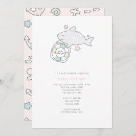 Invitación Chica Shark Ahoy Baby Shower