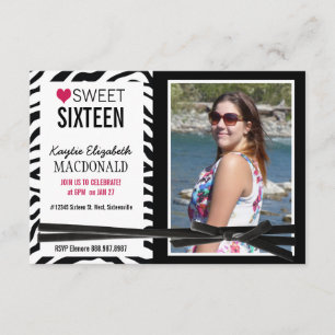 Invitación Chica silvestre Zebra Sweet 16 Fiesta Foto ZEBRA
