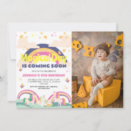 Invitación Chica simple lindo foto Unicornio primer bebé cump