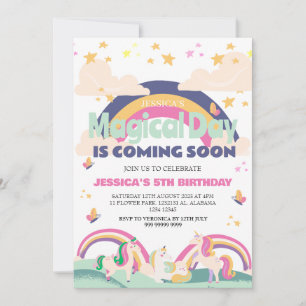 Invitación Chica simple lindo foto Unicornio primer bebé cump