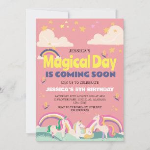 Invitación Chica simple lindo foto Unicornio primer bebé cump