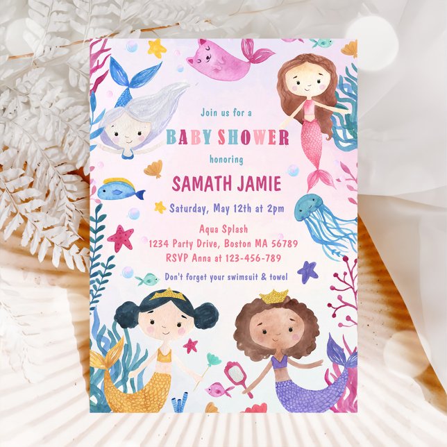 Invitación Chica Sirenita Bajo El Mar Fiesta De Baby Shower (Subido por el creador)