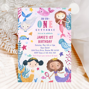 Invitación Chica Sirenita Bajo El Mar Primer Fiesta De Cumple