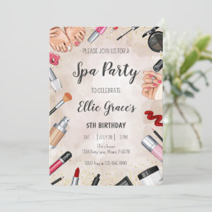 Invitación Chica Spa Makeup Fiesta de cumpleaños
