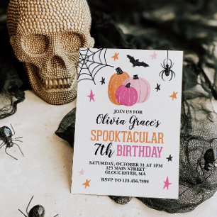 Invitación Chica Spooktacular de Halloween Cumpleaños Calabaz
