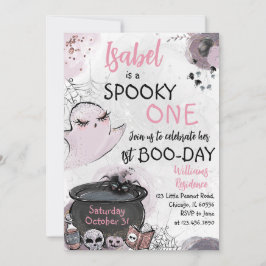 Invitación Chica Spooky Un cumpleaños de Halloween