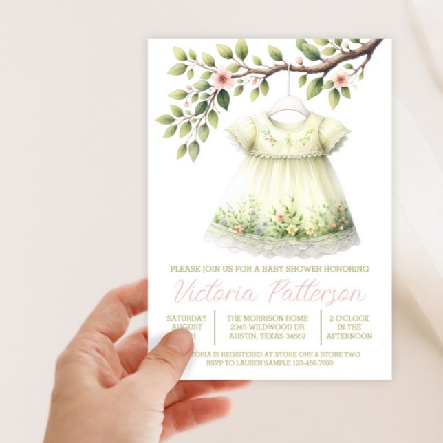 Invitación Chica Springtime Wildflower Dress Baby Shower (Wildflower dress spring baby shower invitation. Instant download and printed invitations available.)