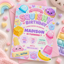 Chica Squishy Lindo Cumpleaños Kawaii Colorido Fie