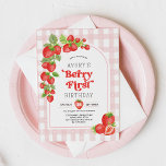 Invitación Chica Strawberry Berry Primer Fiesta de cumpleaños<br><div class="desc">Prepárate para hacer que el primer cumpleaños de tu bebé sea inolvidable con nuestras invitaciones de cumpleaños con temática de fresa. ¡Es hora de un fiesta divertido de berry!</div>