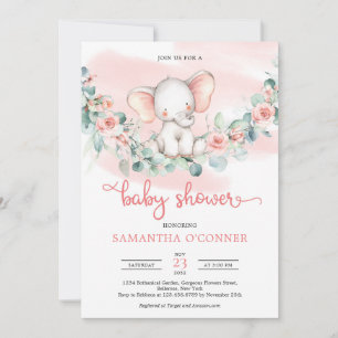 Invitación Chica suave elefante eucalipto correa