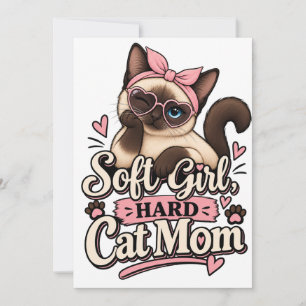 Invitación Chica Suave Gata Dura Mamá Señora de los Gatos