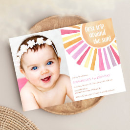 Invitación Chica Sunshine primer viaje alrededor de la fiesta