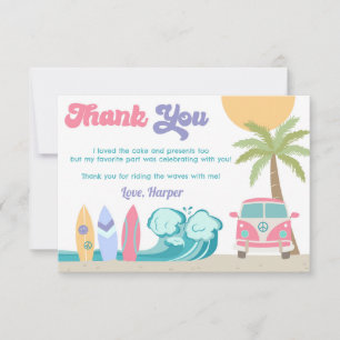 Invitación Chica Surf's up Surf Beach Birthday Gracias Cartas