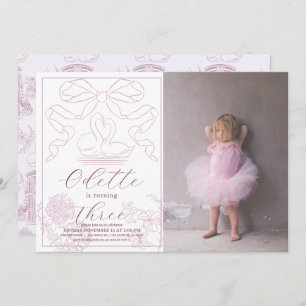 Invitación Chica Swan Pink Toile de Jouy