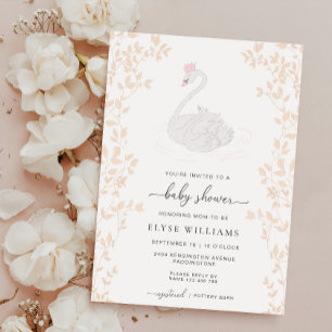 Invitación Chica Swan Princess Baby Shower