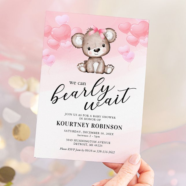 Invitación Chica Teddy Bear Baby Shower (Subido por el creador)