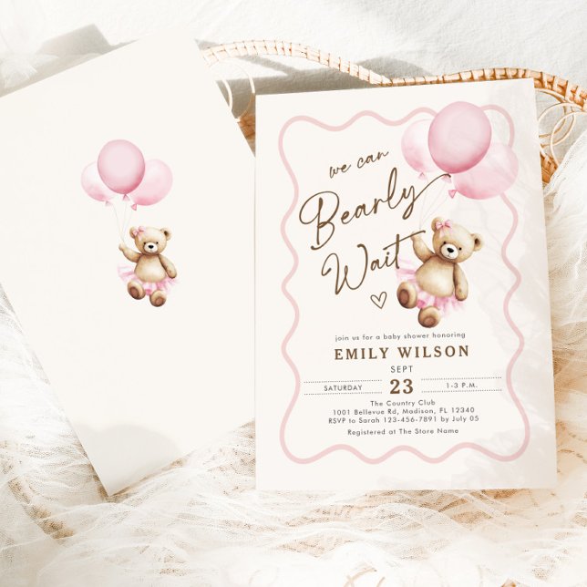 Invitación Chica Teddy Bear Podemos Esperar A Baby Shower (Subido por el creador)