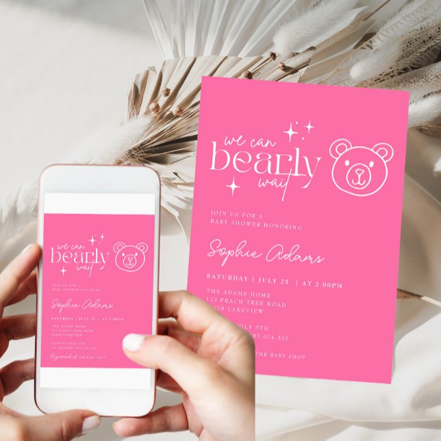 Invitación Chica Teddy Bear Podemos Esperar A Baby Shower (Subido por el creador)