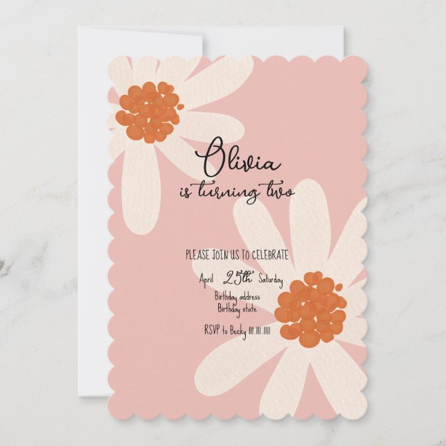 Invitación Chica Temática de Little Daisy Cumpleaños (Anverso)