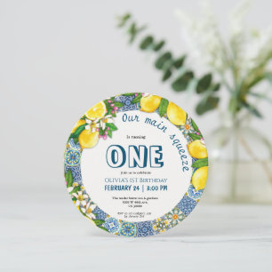 Invitación Chica temático de cítricos 1 cumpleaños
