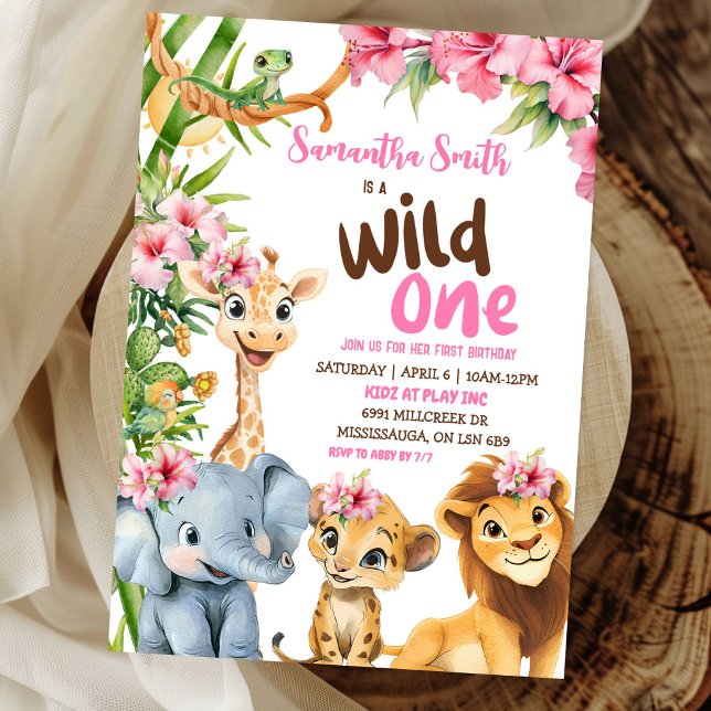 Invitación Chica Temático Salvaje de un Safari de Savannah Pr (Subido por el creador)