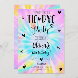 Invitación Chica Tie Dye Birthday Party