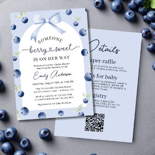 Invitación Chica todo en un Baby Shower dulce de arándano azu