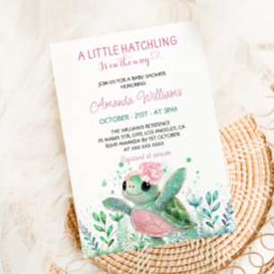 Invitación Chica tortuga rosa Baby Shower 