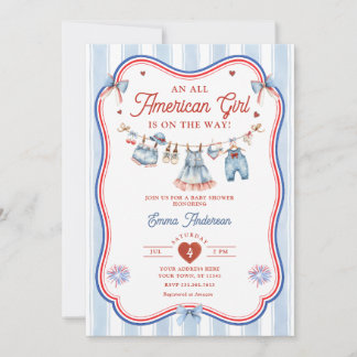 Invitación Chica totalmente americana Baby Shower