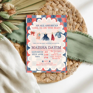 Invitación Chica totalmente americana ducha de bebé del 4 de 