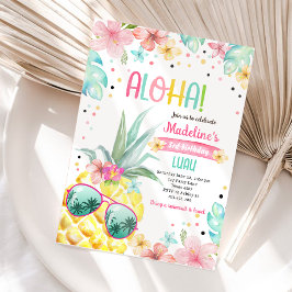 Invitación Chica tropical hawaiano Luau Pineapple Cumpleaños