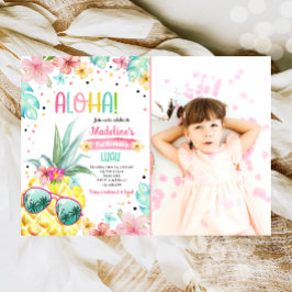Invitación Chica tropical hawaiano Luau Pineapple Cumpleaños