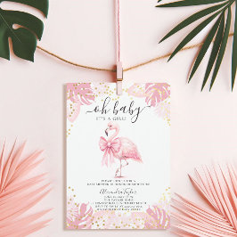 Invitación Chica Tropical Rosa Flamingo Coquette Baby Shower