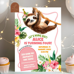 Invitación Chica tropical Slots rosado Cumpleaños