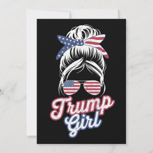 Invitación Chica Trump Pelo Desordenado Vintage USA Bandera A