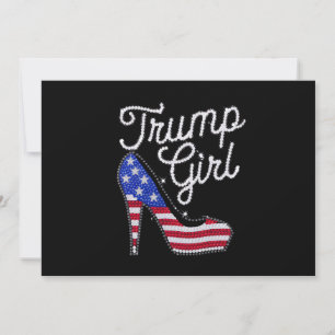 Invitación Chica Trump Tacón Alto Bandera Americana Brillo Pa