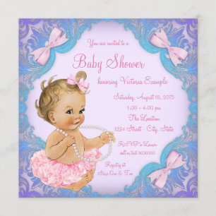 Invitación Chica Tutu Púrpura Rosado Baby Shower