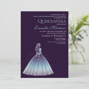 Invitación Chica Twilight Purple Quinceañera