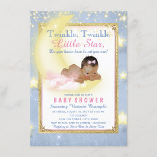 Invitación Chica Twinkle Twinkle Little Star Baby Shower
