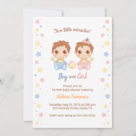 Invitación Chica Twins Boy Baby Shower