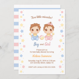 Invitación Chica Twins Boy Baby Shower