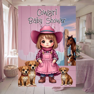 Invitación Chica Vaquera Bebé Cumple Rosa Azul Animales