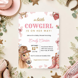 Invitación Chica Vaquera de Camino Fiesta de Bebé