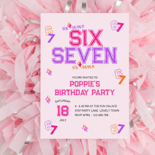 Invitación Chica Varsity Rosa Purpura 6 7 Meme Fiesta de Cump