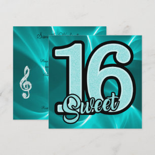 Invitación Chica Verde azulado dulce 16 cumpleaños