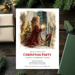 Invitación Chica vintage espera a Santa editable Navidad 