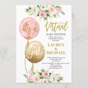 Invitación Chica virtual de Baby Shower